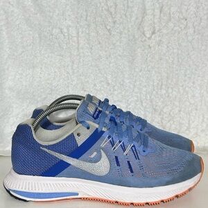 Nike Womens Zoom Winflo Blue/Silver Knit Running Athletic Sneakers Shoes SZ 7